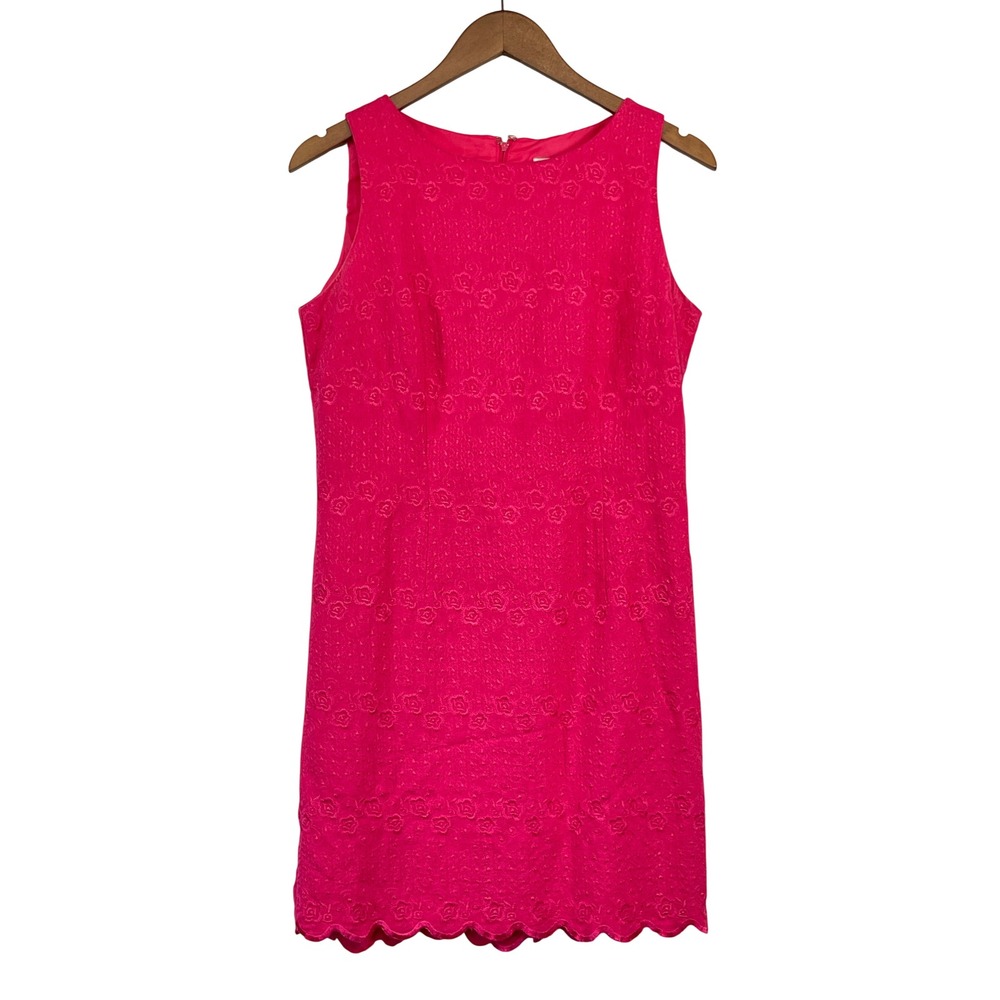 Plaza South Embroidered Linen Blend Floral Mini Dress 6P Y2K Barbiecore Coquette